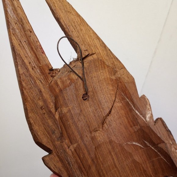 Fantastic Carved Wooden Tribal Mask. Ivory (?) Accent Home Decor - Picture 8 of 9